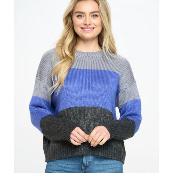 Urban Outfitters Lumiére colorblock crew neck sweater NWT - Picture 1 of 7